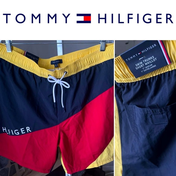 Tommy Hilfiger Mens Swim Trunks XL Vintage Style Swim Trunk 7" Inseam NWT $69.50 - Picture 1 of 9